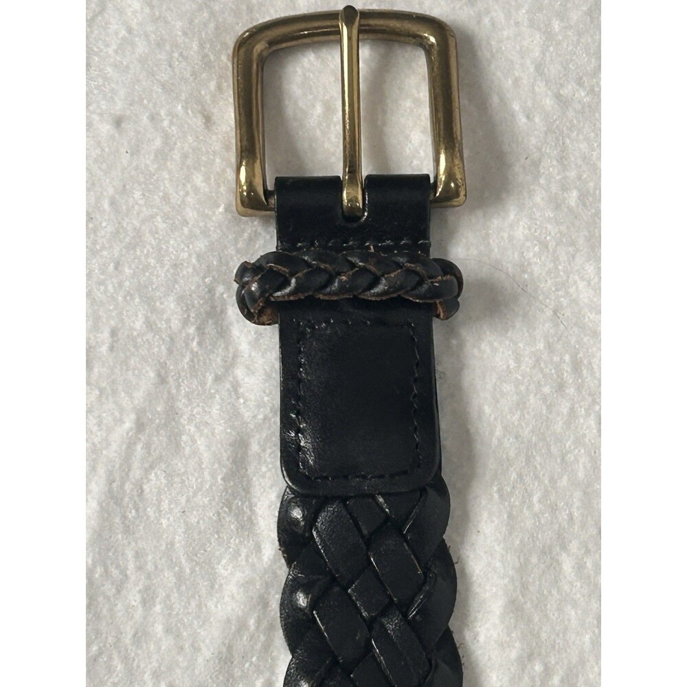 Torino Leather Belt Black Braided Mens Size 44 Brass Buckle Argentina - Picture 2 of 6